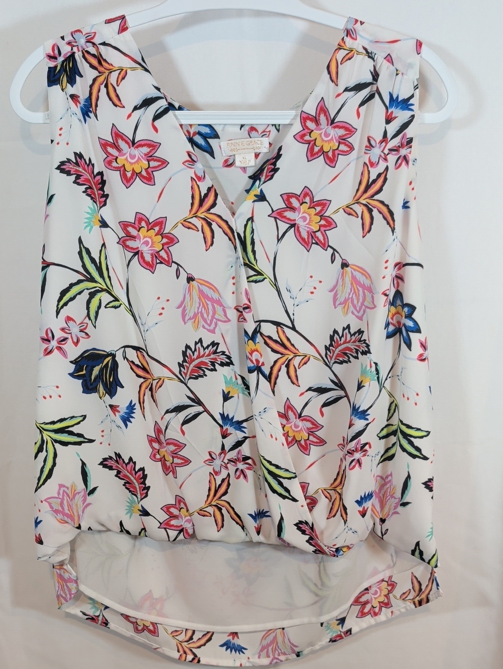 Floral Surplice Sleeveless Camisole - White Multi